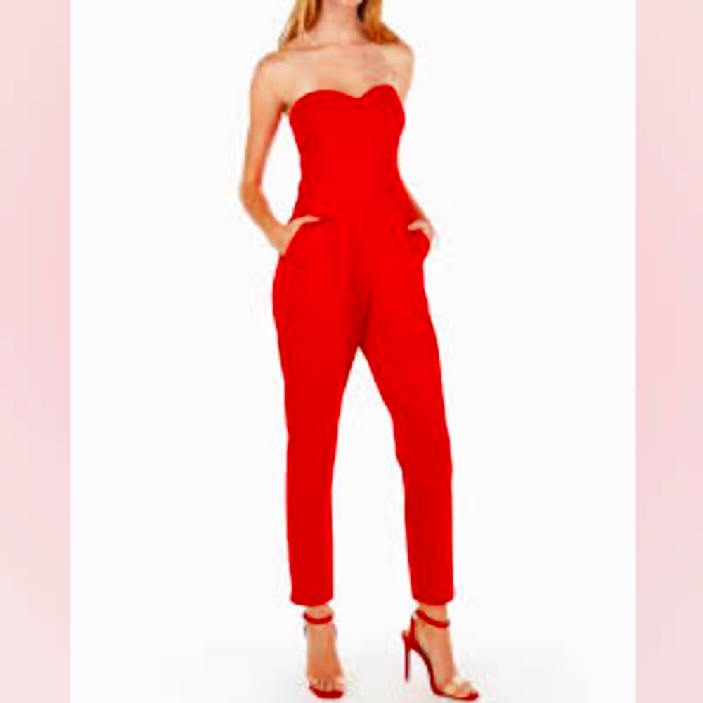 Strapless sweetheart red Express jumpsuit 14